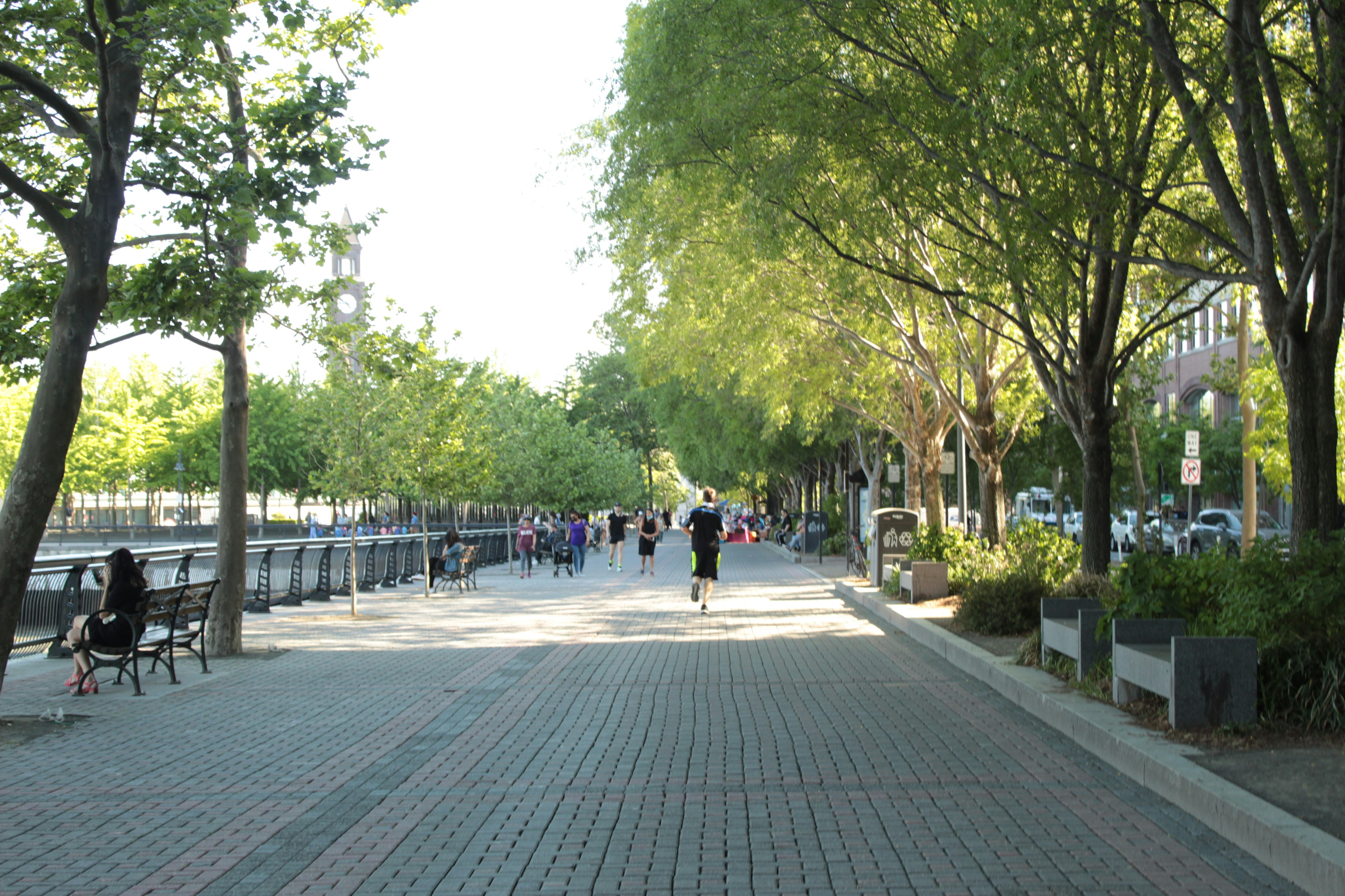 Jersey City Heights street with Manhattan skyline view from the Palisades