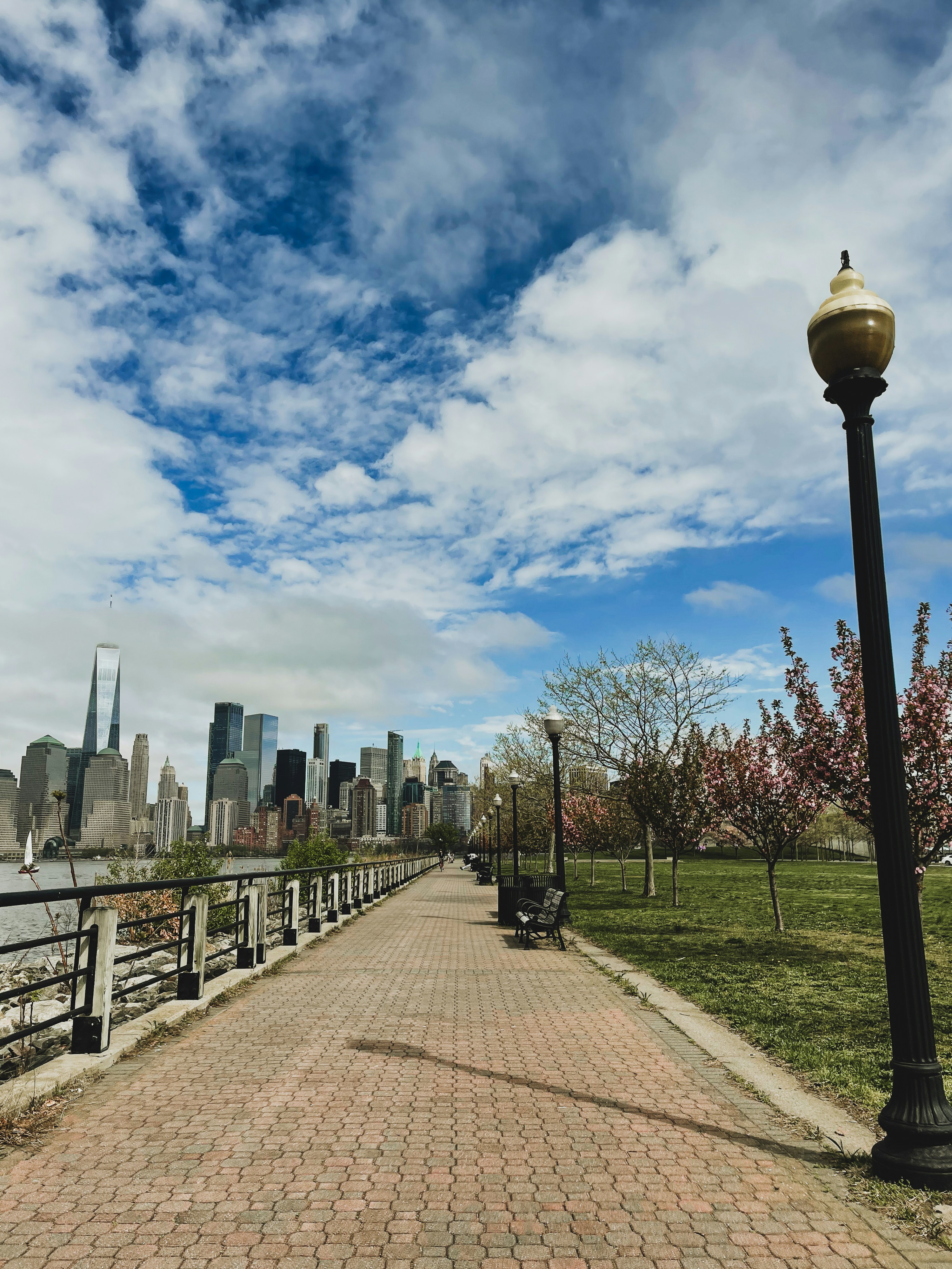 View across the Hudson River showing Jersey City's skyline directly opposite Lower Manhattan